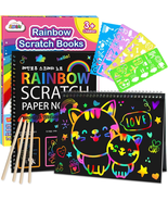 Scratch Paper Art-Crafts Gift: 2 Pack Rainbow Notebooks Supplies Toys Ea... - €16,38 EUR