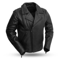 Men&#39;s Biker Leather 1.3-1.4mm Platinum Naked Cowhide Motorcycle Jacket - $349.99