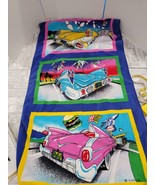 Vintage Classic Cars 80-90s Beach Towel 54&quot; Colorful Bright Cadillac Cotton - $31.44 CAD