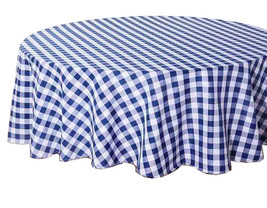 Tektrum 60&quot; Round Tablecloth-Waterproof/Wrinkle Free - Blue/White Checker - £16.70 GBP