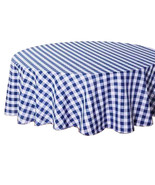 Tektrum 60&quot; Round Tablecloth-Waterproof/Wrinkle Free - Blue/White Checker - £16.41 GBP
