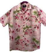 Lowes Flamingo Hawaiian Camp Shirt Button Down Pink Small Short Sleeve - £15.04 GBP