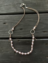 “Lavender Peace” Lavender Pearl/Gray Leather  Necklace/Earrings Free Ship/Sale! - £27.17 GBP