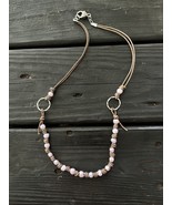 “Lavender Peace” Lavender Pearl/Gray Leather  Necklace/Earrings Free Shi... - £26.86 GBP