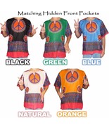 Mens Peace Sign Dashiki Shirt 100% Cotton by American Dashiki - $228.08 MXN