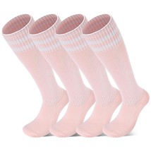 2 Pair Kids Football Socks Light Pink For 5-12 Years Old Breathable Spor... - £14.94 GBP