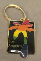 Vintage Advertising Keychain Fob Los Angeles California Rainbow Palm Tree - $9.89