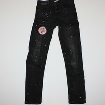 Zara Casual Collection Girl&#39;s Black Paint Splatter Themed Jeans Pants size 9 10 - $16.99