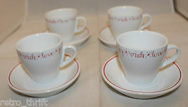Starbucks Coffee Set of 4 Demitasse Espresso Cups and Saucer 2005 Love Joy Wish  - $54.35