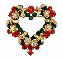 Stunning vintage look gold plated heart brooch suit coat broach pin collar ha1 - £7.94 GBP