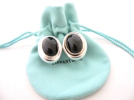 Tiffany &amp; Co Onyx Earrings Pierced Omega Back Silver Love Gift Pouch T a... - £471.22 GBP