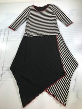 Noblu Dress Womens Extra Small Shirt Midi Dress Black Gray Striped Red Lagenlook - £43.85 GBP