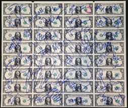 PORN STAR SIGNED UNCUT ONE DOLLAR BILL SHEET X37 STORMY DANIELS REMY LAC... - £780.93 GBP