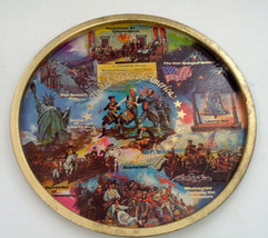 Vintage United States bicentennial landmarks round metal serving tray - £20.82 GBP