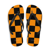 Autumn LeAnn Designs® | Adult Flip Flops Shoes, Black and Neon Orange Ch... - $25.00