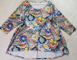 Allison Taylor Blouse Top Women 1X Multi Floral Polyester Long Sleeve Ro... - $17.49