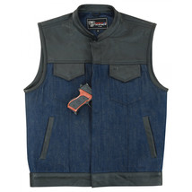 Denim Blue SOA Club Vest with Leather trims - $1,328.19 MXN+