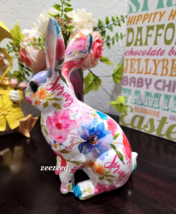 Easter Spring Floral Bunny Rabbit Resin Figurine Tabletop Decor 8&quot; - £17.97 GBP