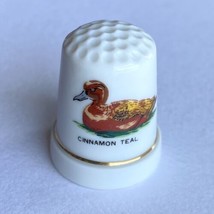Vintage Cinnamon Teal Duck Porcelain Bisque Bone China Thimble Gold Rim 1” - £5.56 GBP