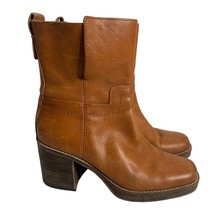Franco Sarto Hard Finished Leather Western Boots Evette Womens 7M Brown Side Zip - £56.12 GBP