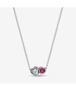 925 Sterling Silver Halo Hearts Pendant Necklace  45CM  393632C01-45 - $39.06 CAD