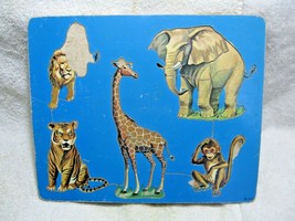 Vintage Collectible ZOO ANIMALS 7pc Wooden Puzzle By JKS-Elephant-Monkey... - $19.95