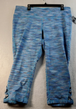 Ideology Cropped Leggings Womens Size 2X Blue Striped Ealstic Waist Logo Pull On - £13.88 GBP