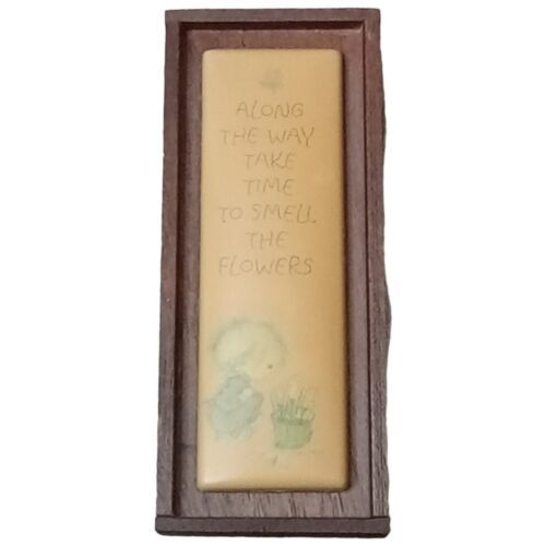 Vtg Along The Way Take Time to Smell The Flowers Hallmark Little Gallery Walnut - $7.21