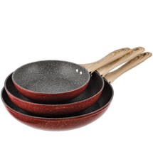 Cocinaware red marble nonstick fry pan set.  3 piece - £94.93 GBP