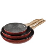 Cocinaware red marble nonstick fry pan set.  3 piece - €103,53 EUR