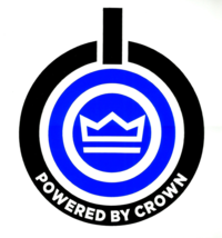 POWERED BY CROWN Vinyl Removable STICKER mobile d j amp audio case rack ... - $21.11