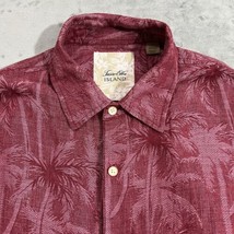 Tasso Elba Island Hawaiian Shirt Mens M Silk Linen Palm Floral Button Up Camp - £19.14 GBP