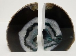 Agate Bookends Crystal Polished Quartz Geode Specimens Brazil - £54.47 GBP