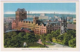 Postcard Dominion Square &amp; CPR Station Canadian Pacific R Montreal Quebec PECO - £2.83 GBP