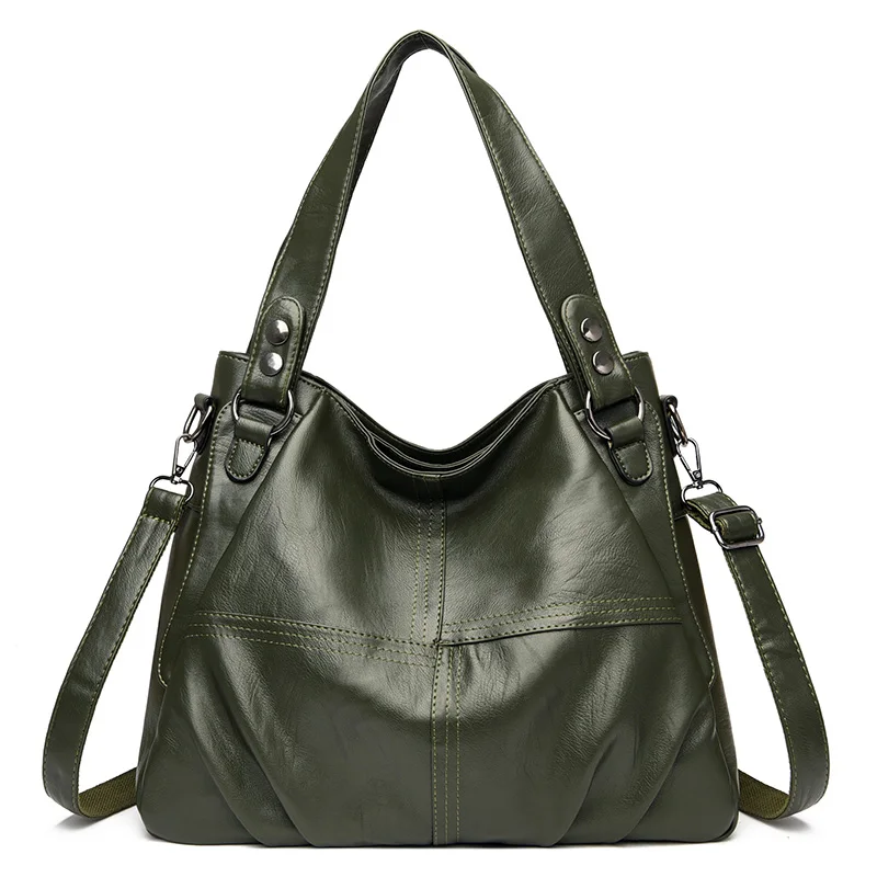 Large Capacity Women&#39;s Shoulder Bag Soft Leather Handbag Women&#39;s Car Sew... - $50.55