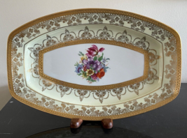 Hutschenreuther Selb Bavaria Porcelain Gold Encrusted Dish 12&quot; by 7 3/4&quot; - £117.48 GBP