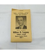 Vintage 2.25&quot; X 4&quot; Notepad Blank Pages William M. Tangney For County Clerk  - $168.69 MXN