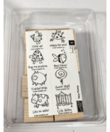 Stampin Up 2007 Very Punny Unmounted Rubber Stamps Set of 8 Fish Frog Co... - £7.51 GBP