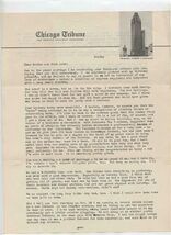 Personal Letter written on Chicago Tribune Stationery World's Greatest N... - $17.82