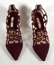 Michael Kors Womens Cora Studded Cage Burngudy Suede Sandals 36   - $99.00