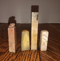 Lot of 4 Vintage Asian Chinese Marble Stamps Seals-3 W/Name (Thompson) 1 Plain - £19.94 GBP