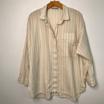 Everlane Shirt M Ivory Stripe Long Sleeve Button Down Slouchy Blouse - £24.52 GBP