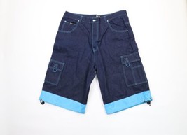 Vintage Streetwear Mens Size 40 Baggy Loose Fit Wide Leg Denim Cargo Shorts Blue - £47.44 GBP