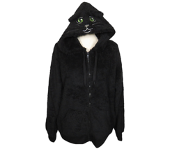 Torrid Black Zip Up Fuzzy Cat Face Hoodie Plus Size 3X - £49.54 GBP