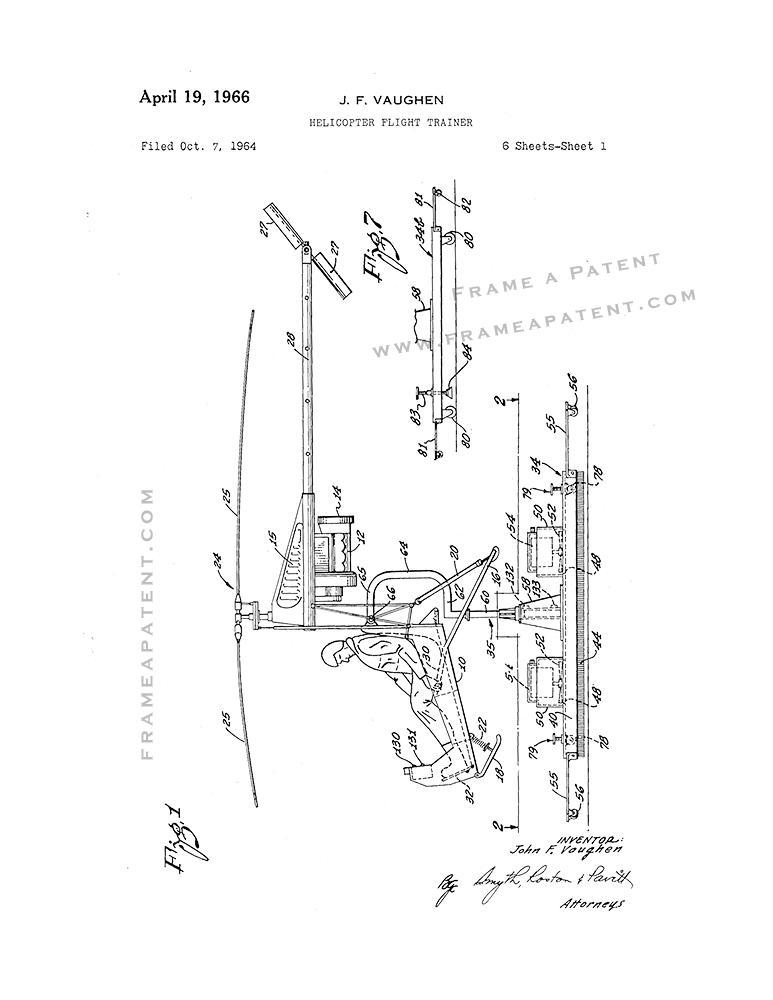 Helicopter Flight Trainer Patent Print - White