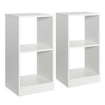 2 PCS Bookshelf 2-Tier Open Wood Display Organizer Set Vinyl Record Cube Storage - £95.11 GBP