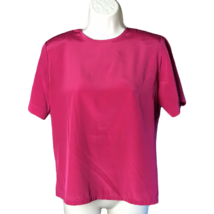 Judy Bond High Neck Classy Blouse Top ~ Sz 8P ~ Dark Pink ~ Short Sleeve - £15.81 GBP