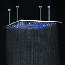 24&quot; LED Multi Color Ceiling Mount Shower head - Brushed Stainless Steel - Square - £413.46 GBP