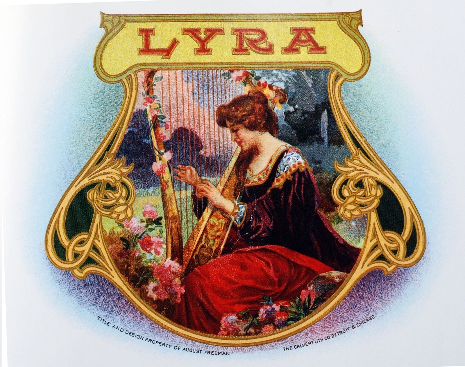 Nouveau Lyra Decorative Poster. Fine Graphic Art. Wall Interior Design 2483