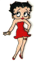 2X3.75&quot; Betty Boop Sexy Lady Red Short Dress Embroidered Iron On / Sew On Patch - $7.59